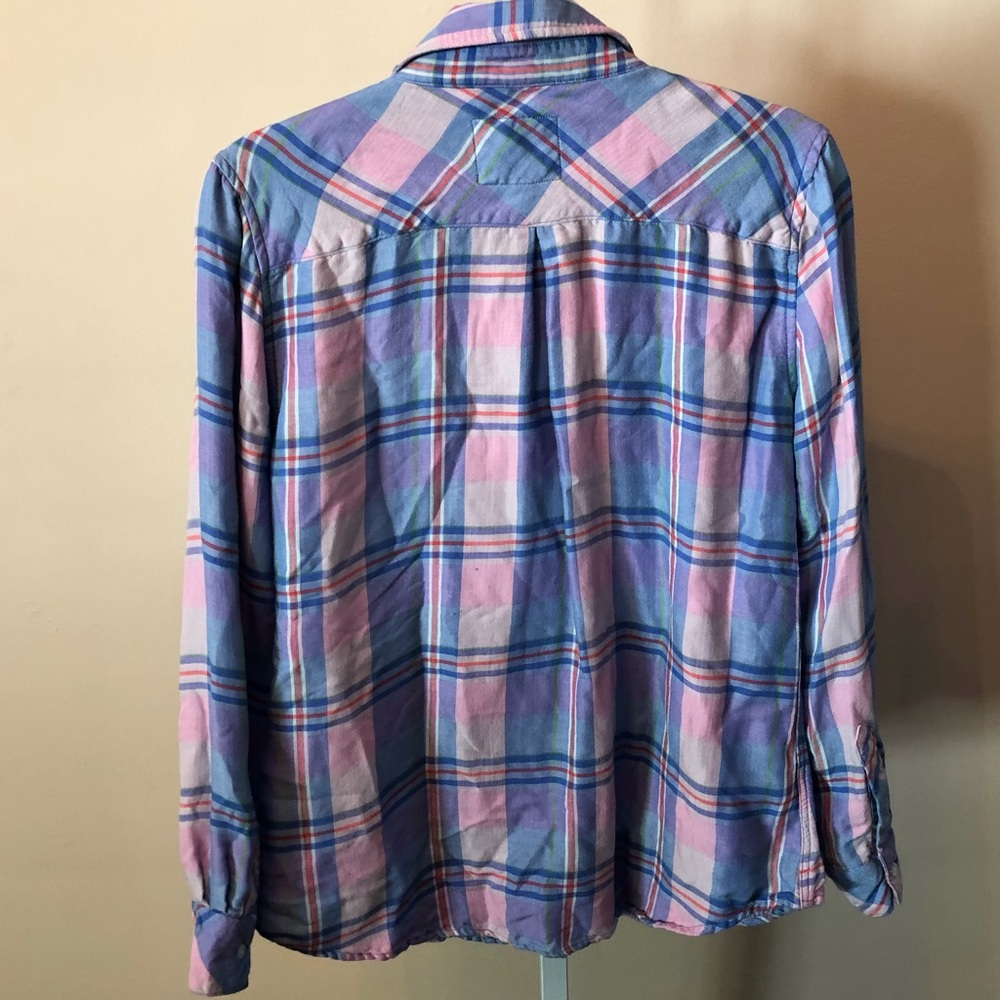 Rails Pastel Stripe Button Up Flannel Blouse (M) - image 2
